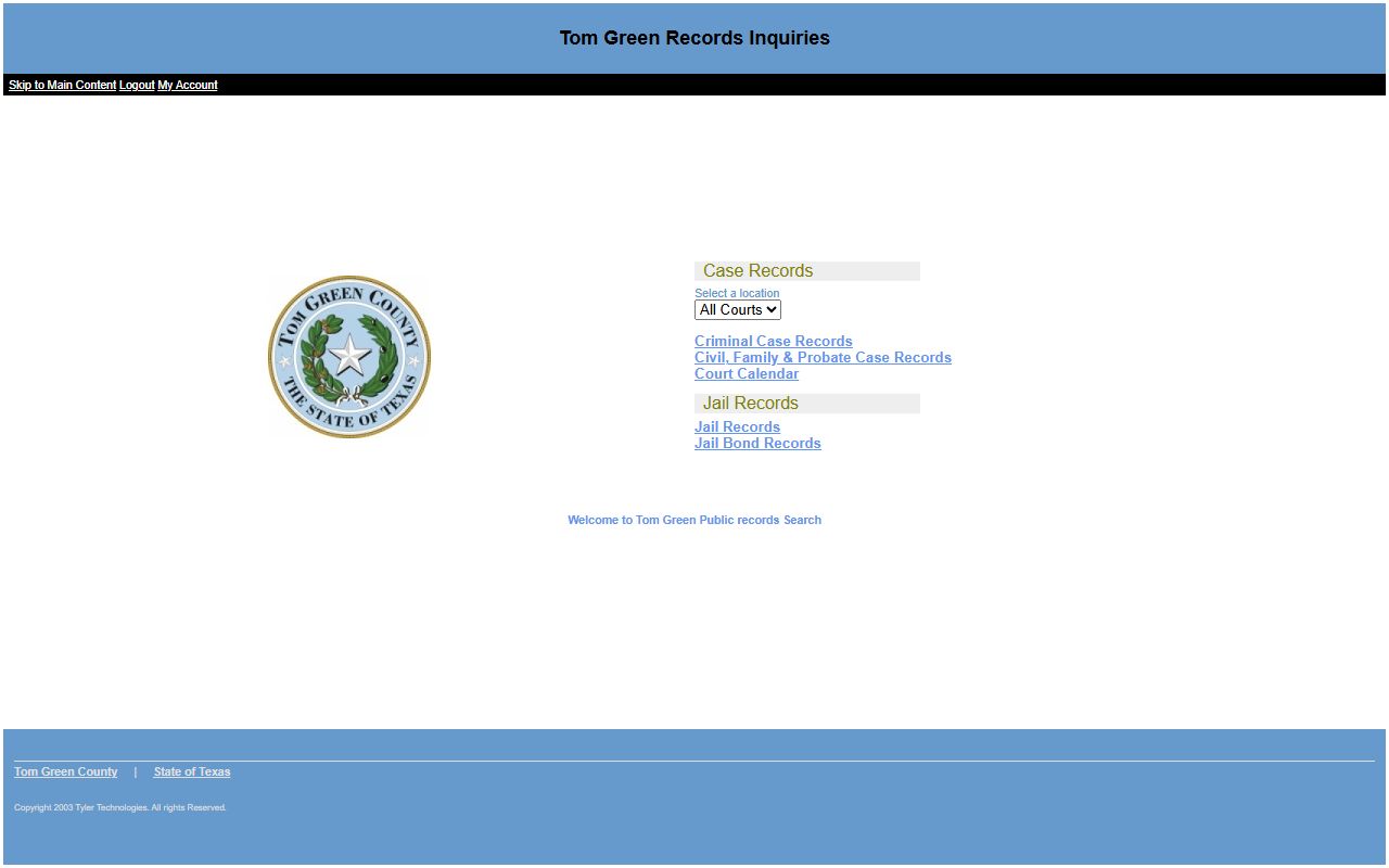 Tom Green County court records after arrest Odyssey public access portal