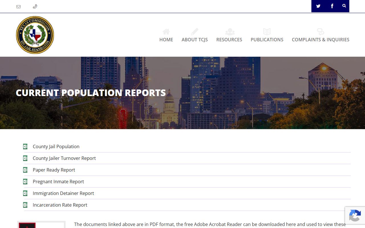 Tom Green County inmate population TCJS population report page